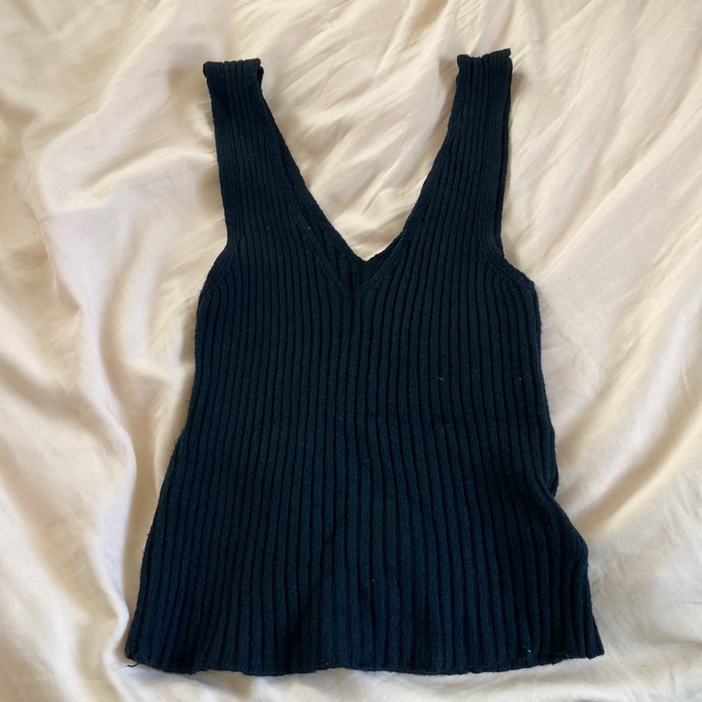 Black Ribbed Tank Top